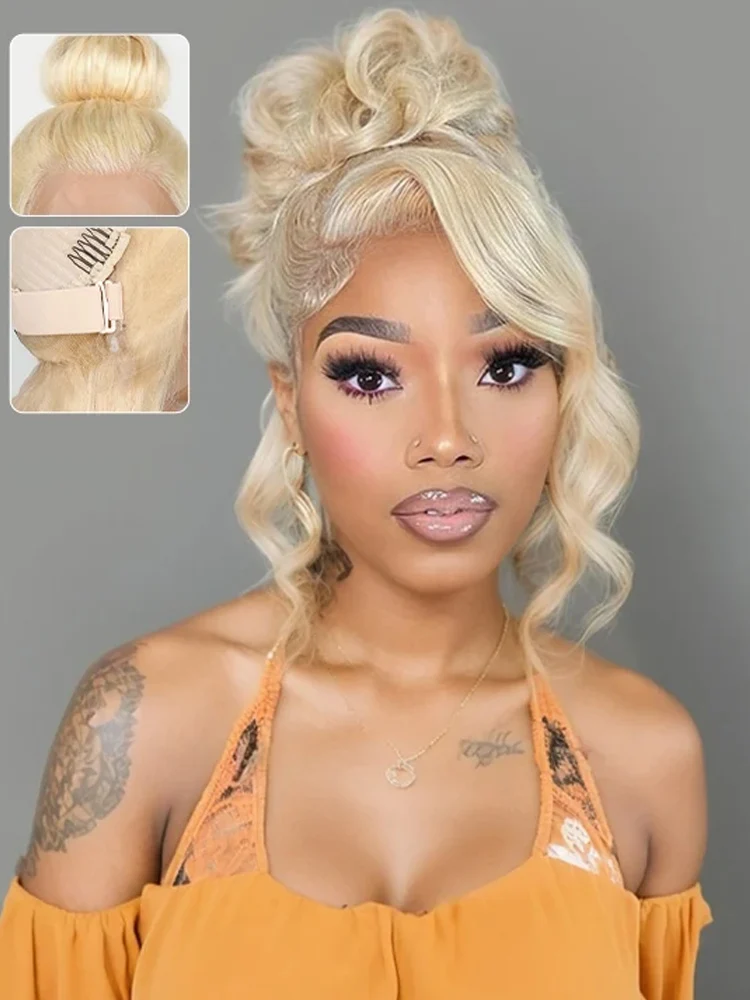 613 HD Lace Frontal Wig 13x6 Body Wave Blonde Human Hair Wig 200% 220% 250% Density 30 40 Inch 13x4 Lace Front Wigs Brazilian Pre Plucked Full Lace Wigs with Baby Hair