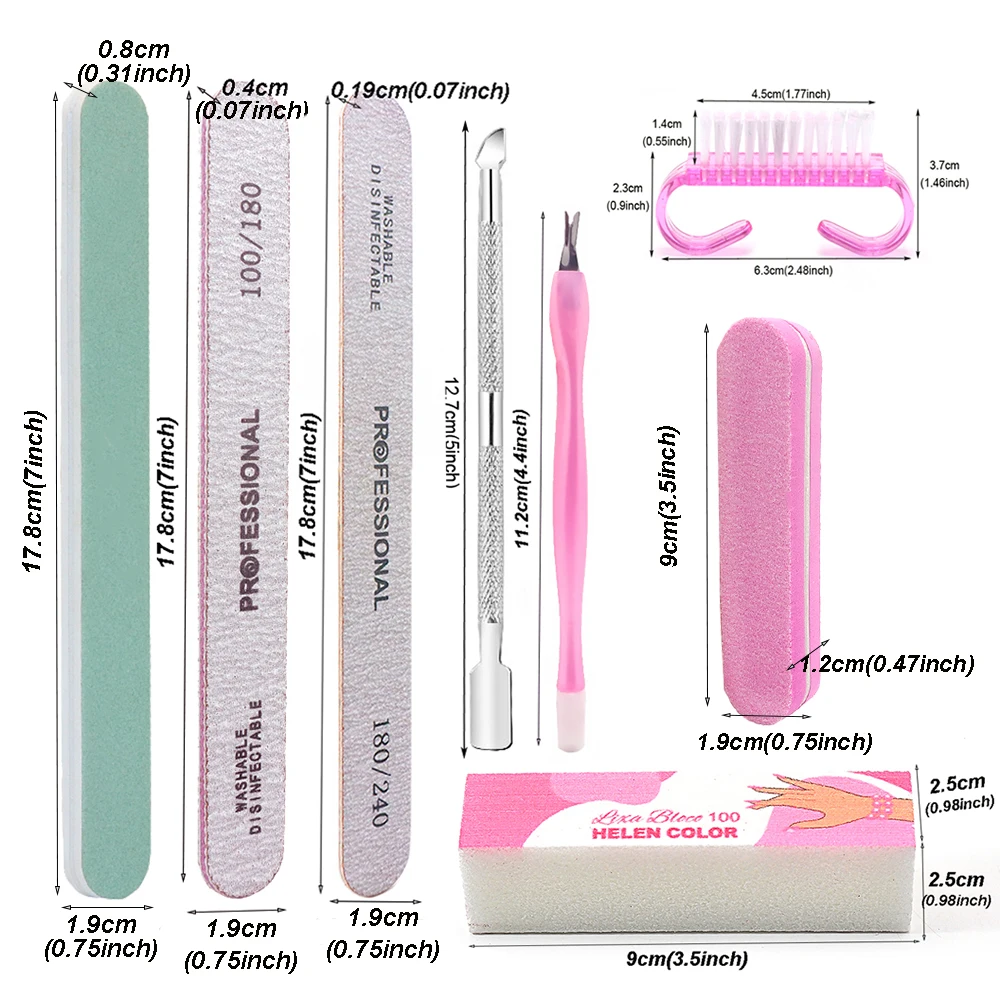 6/8/10/12/18pcs Set di strumenti per la cura delle unghie e la nail art per la lucidatura Pulizia Rimozione della pelle morta Lima per levigatura a doppia faccia