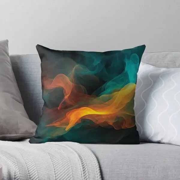 Teal And Orange Smoky Pattern  Printing Throw Pillow Cover Office Wedding Comfort Anime Fashion Pillows not include One Side