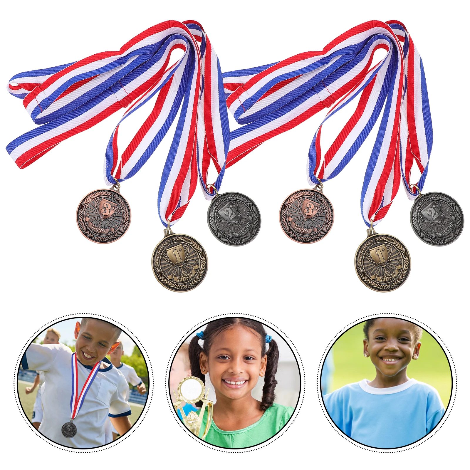 

12pcs Sports Medals Gold Silver Bronze Award Medal Ribbon Lightweight Alloy Winner Medals For School Events Marathons