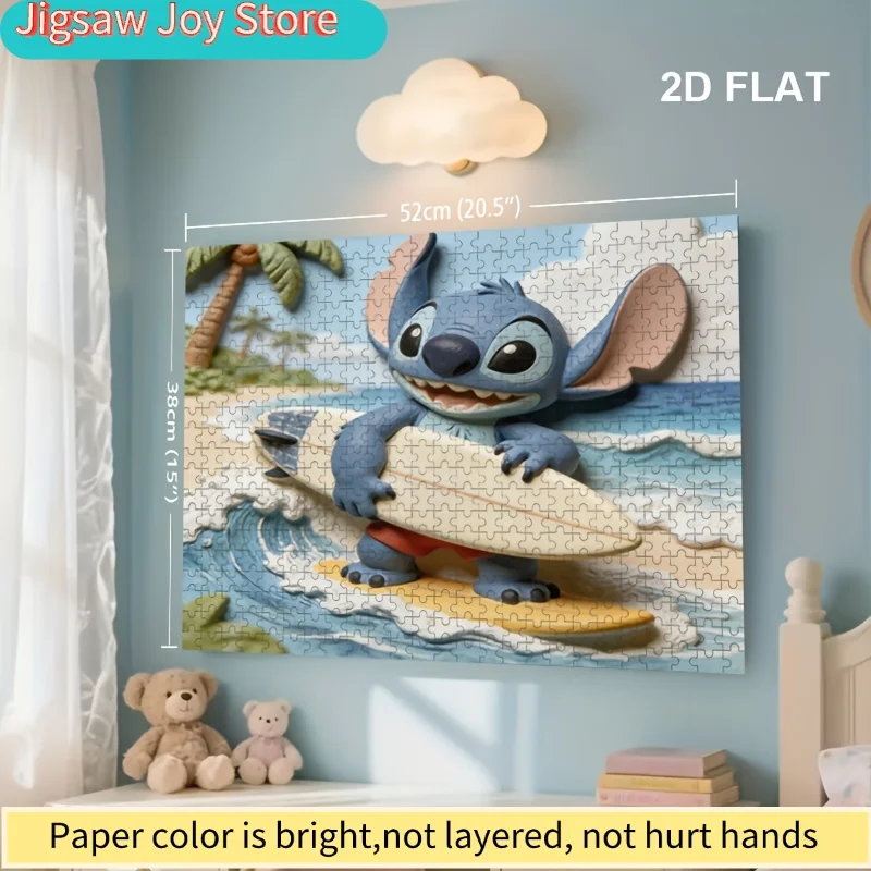 Puzzle 2D, płaskie, Disney, Stitch i Myszka Miki, odpowiednie dla dorosłych - wymagające łamigłówka, nostalgiczne dekoracja na ścianę lub przy łóżku