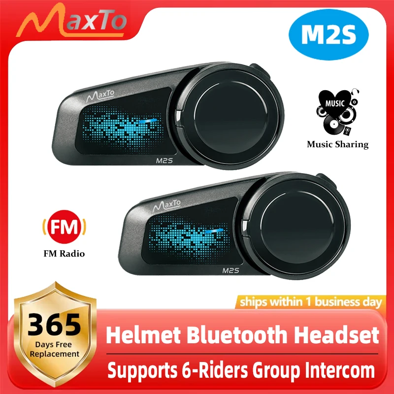 

Maxto M2S Motorcycle Helmet Bluetooth Headset 6-Risers Group Intercom Music Sharing IP67 Waterproof Auto Answer Voice Control