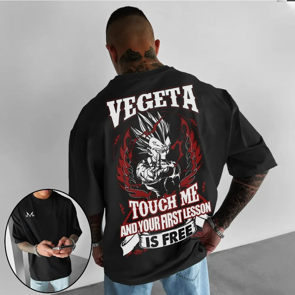 

Мужская футболка Dragon Ball Vegeta, летняя хлопковая футболка с японским аниме, весенне-осенняя модная одежда для мальчиков с короткими рукавами, одежда для родителей и детей