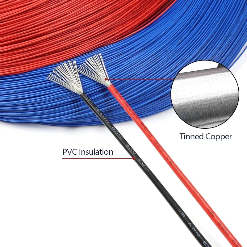 UL1571 Electronic Wire 32 30 28 26 AWG Flexible Cable PVC Insulated Tin-plated Copper Environmental LED Line DIY Cord