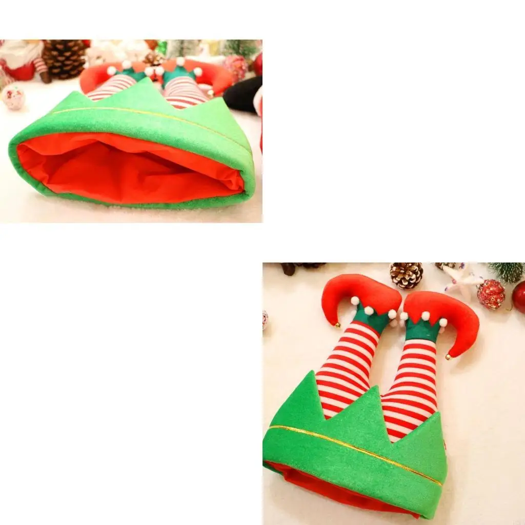 Lindos sombreros Navidad Papá Noel con cinturón franela para adultos, accesorios juerga Feliz Navidad