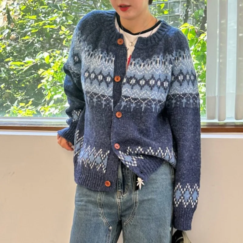 Вязаный свитер Lazy Sle, кардиган против старения, весна-осень-зима, модная верхняя одежда, мягкая, средняя, тонкая, стандартного кроя