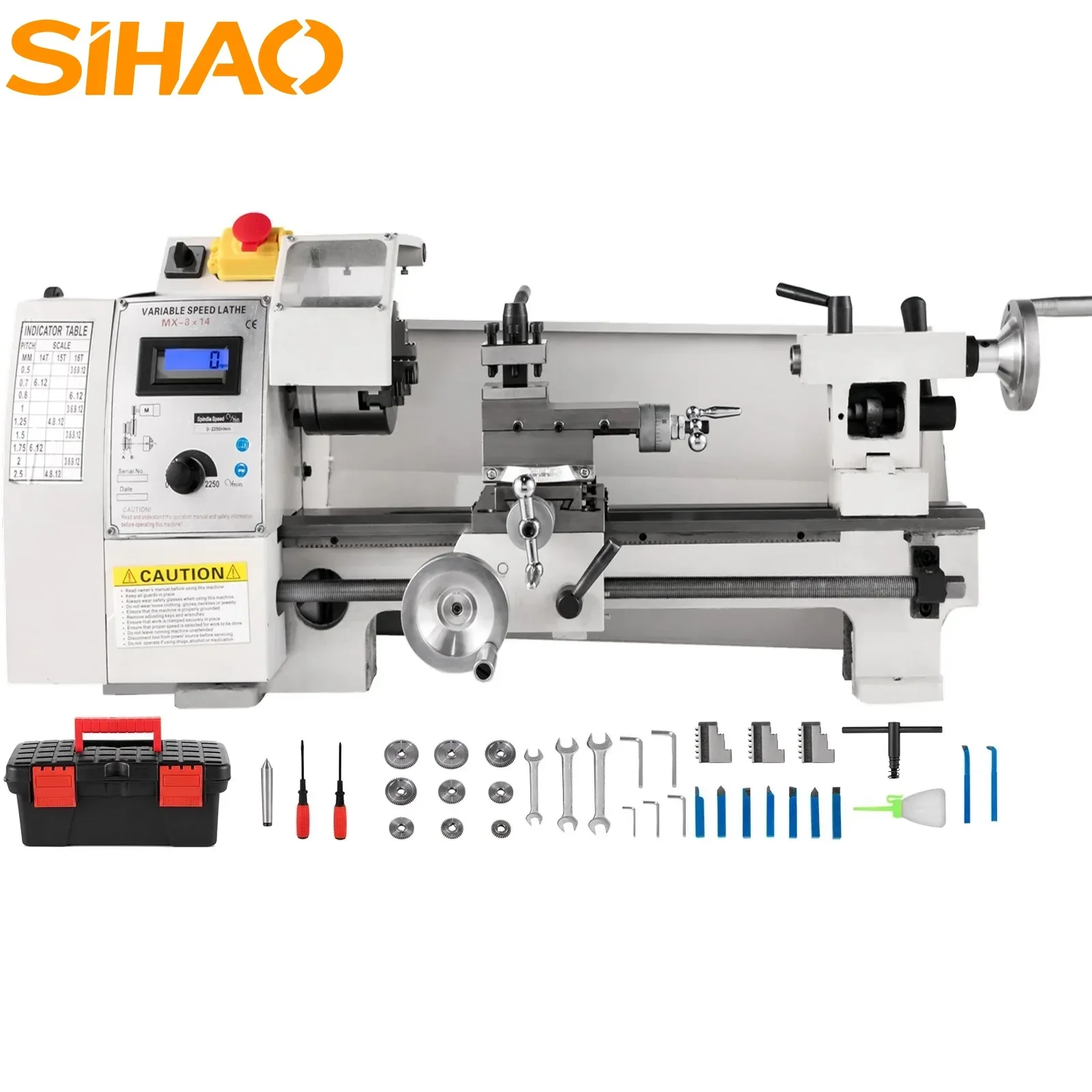 

Мини-токарный станок по металлу SIHAO, 8 "x 14", мини-токарный станок с регулируемой скоростью 2250 PRM, токарный станок по металлу 650 Вт, небольшой токарный станок по металлу