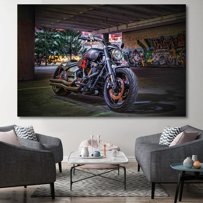 Yamaha XV1700 Road Star Warrior 4K Motorbike Posters and Prints Modern Wall Art Canvas Fabric Paintings Home Living Room Decor