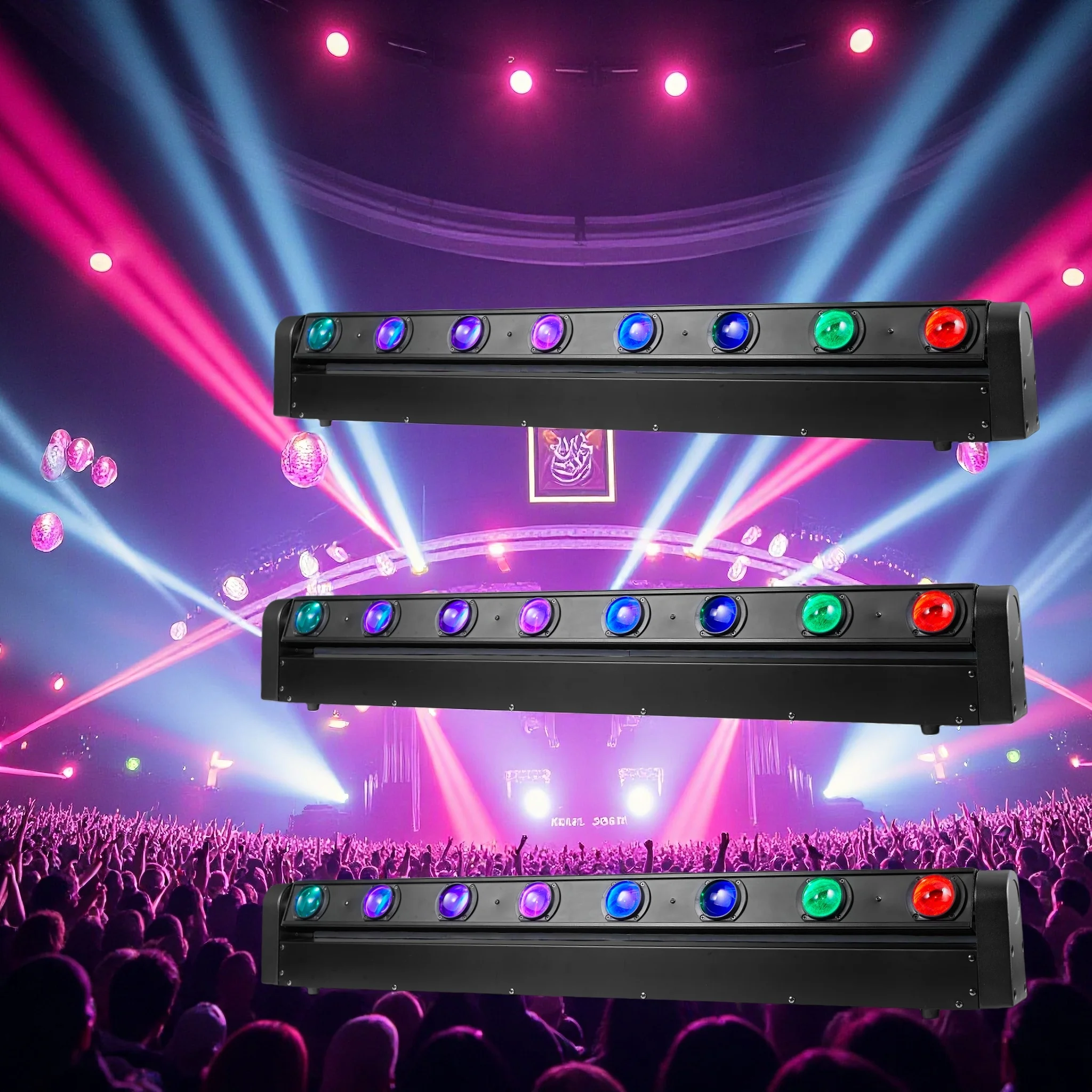 Iluminación con cabezal móvil de 8x12W, 4 en 1, RGBW, LED, lavado de haz DMX512 para DJ, discoteca, boda, fiesta, Club nocturno, luz de escenario