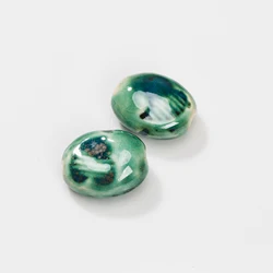 Large Oval Handmade Ceramic Beads 31*25*15mm High-Temperature Fired with 3-3.5mm Hole, 2pcs