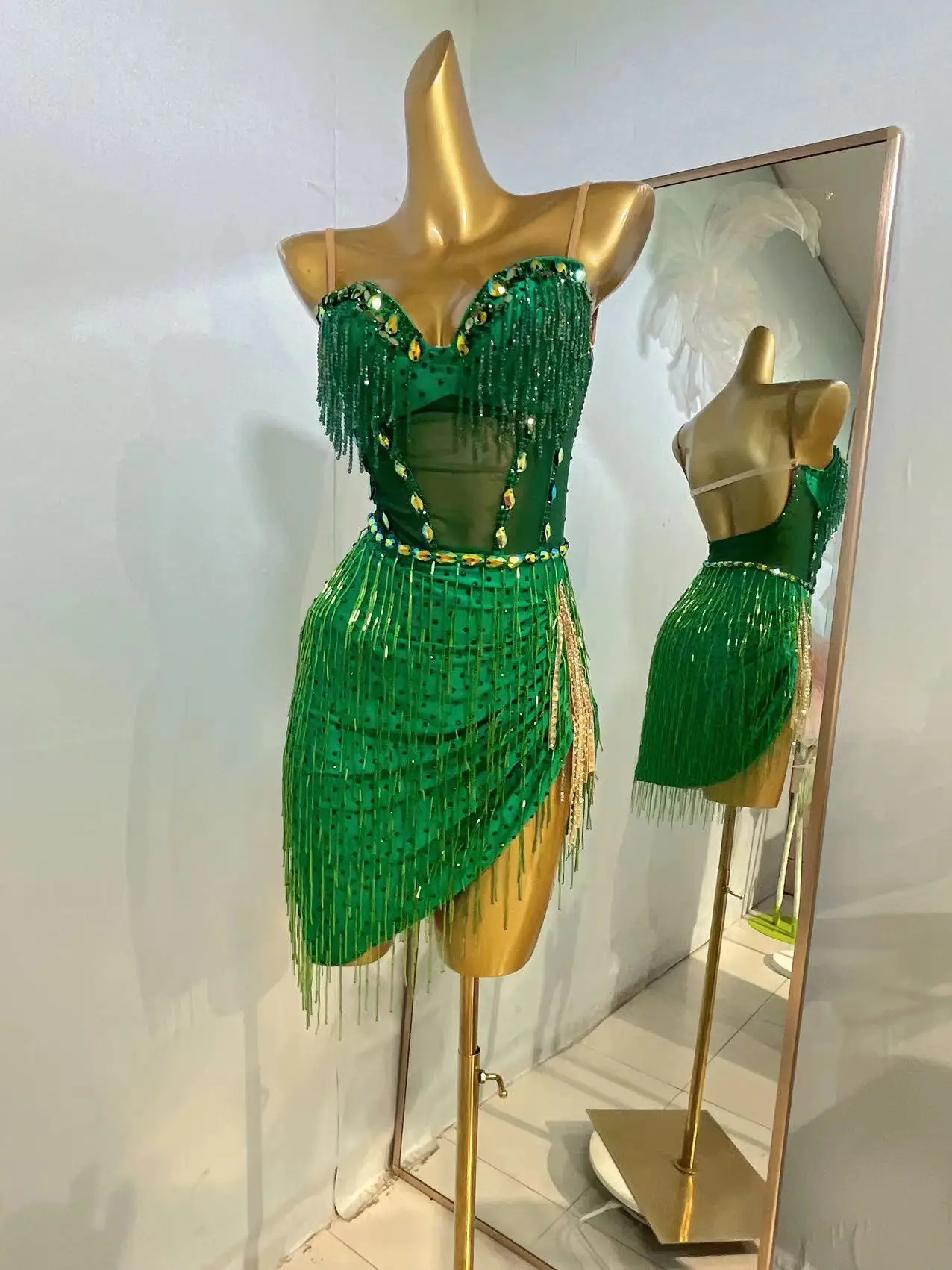 Vestido de competição de dança latina com alça