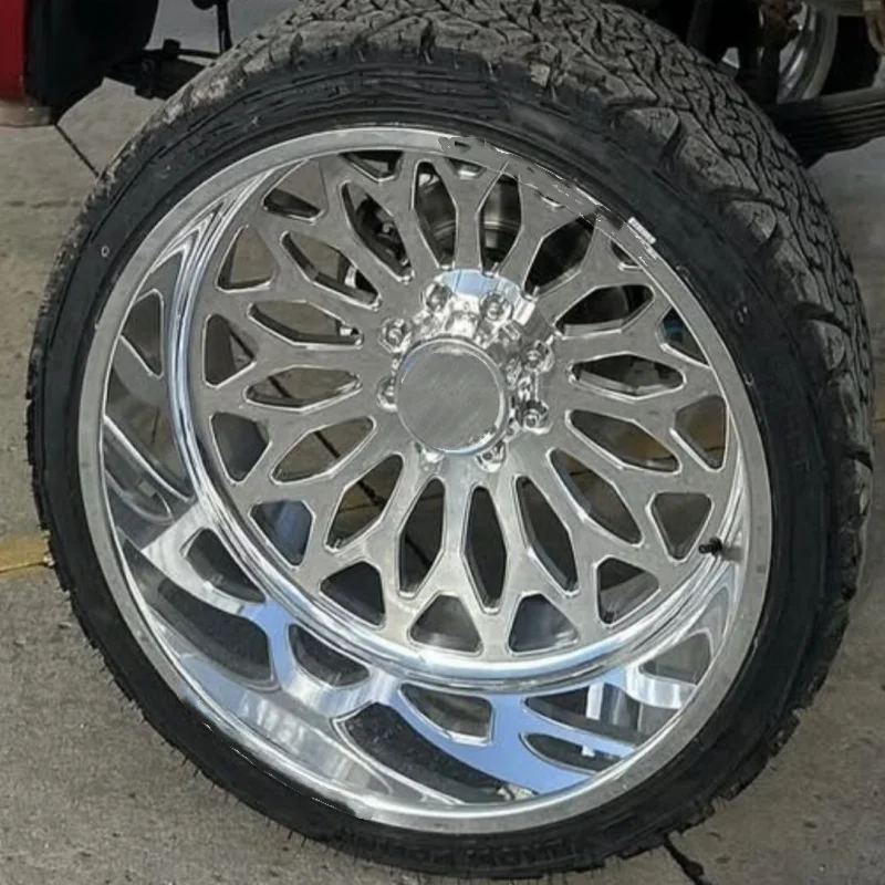 LSGZL High Polished Wheels Super Single Wheels Size 24 Width 14 Bolts Pattern 8x180 Center Bore 124.1 for 2016 silverado 2500hd