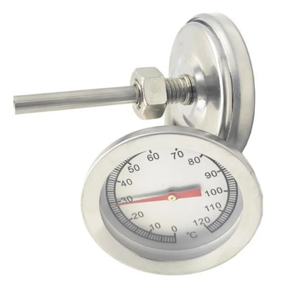 Dial Pointer Thermometer 0-120 ℃ 1pc Barbecue Charcoal Frying Smoke Soup Stainless Steel Temperature Measurement