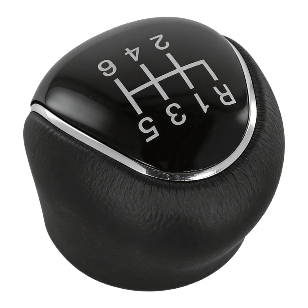 Driving Enhancement Black Gear Shift Knob Clear 6-speed Scheme Comfortable Grip Enhances Driving Experience PU Leather
