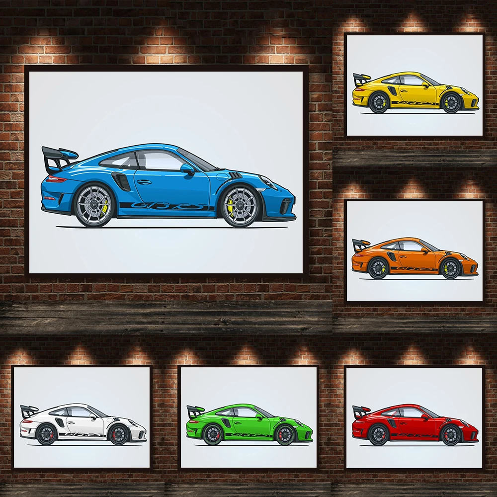 

Abstract Racing Comic Poster And Print Luxury Sports Car GT3RS Canvas Painting Modern Fashion Supercar Wall Art Room Home Decor