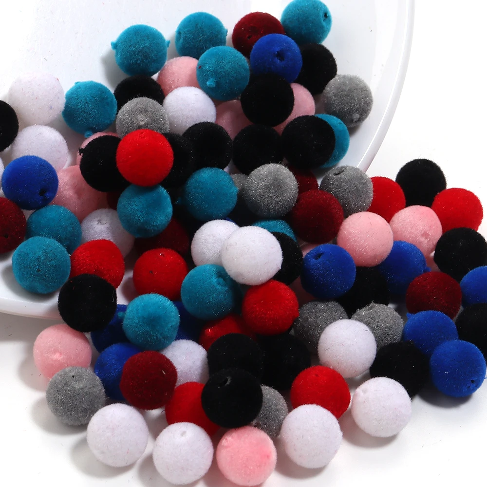 

100Pcs Resin Beads 8mm Round Colorful Velvet Loose Spacers Beads for Jewelry Making Handmade Bracelet DIY Accessories Wholesale