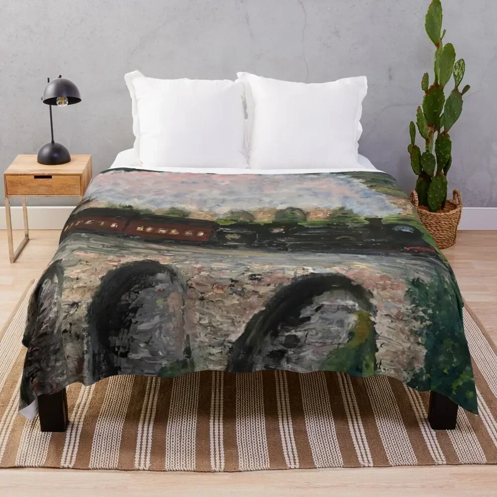 

Train steaming over bridge Throw Blanket Camping wednesday Cute Blankets