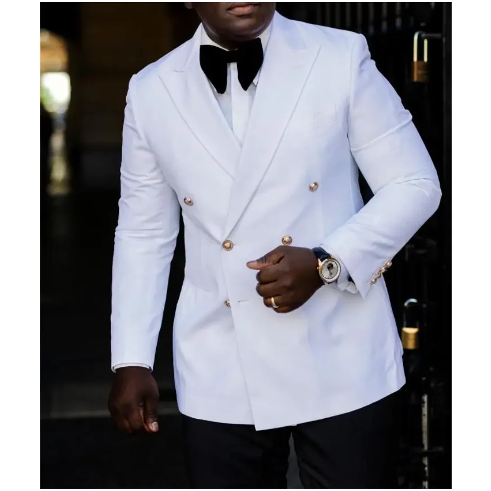 

Double Breasted Groomsmen Peak Lapel Groom Tuxedos Men Suits Wedding/Prom/Dinner Best Man Blazer ( Jacket+Pants+Tie)