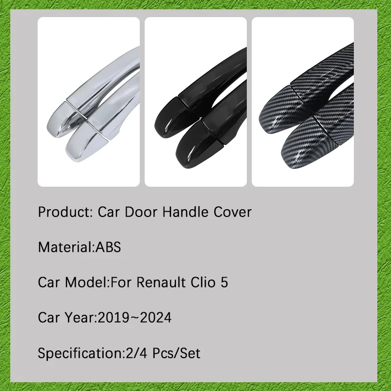 Car Door Handle Cover For Renault Clio 5 2019~2024 Anti-dusty Trim Exterior Parts Scratch Protector Decorection Auto Accessories