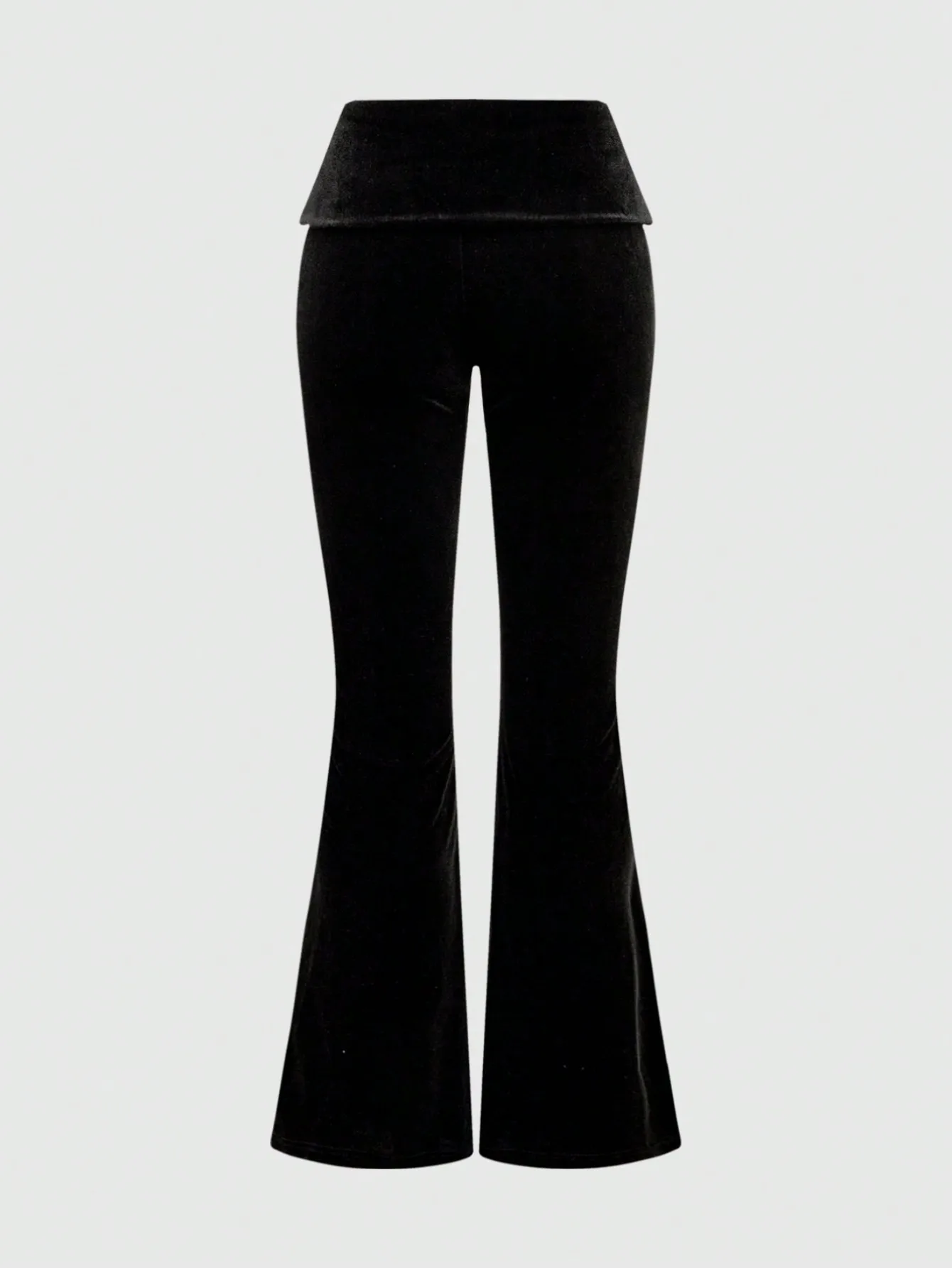 블랙 벨벳 크롭 후드티와 인조 퍼 트리밍이 있는 로우라이즈 플레어 팬츠 세트 (여성용)