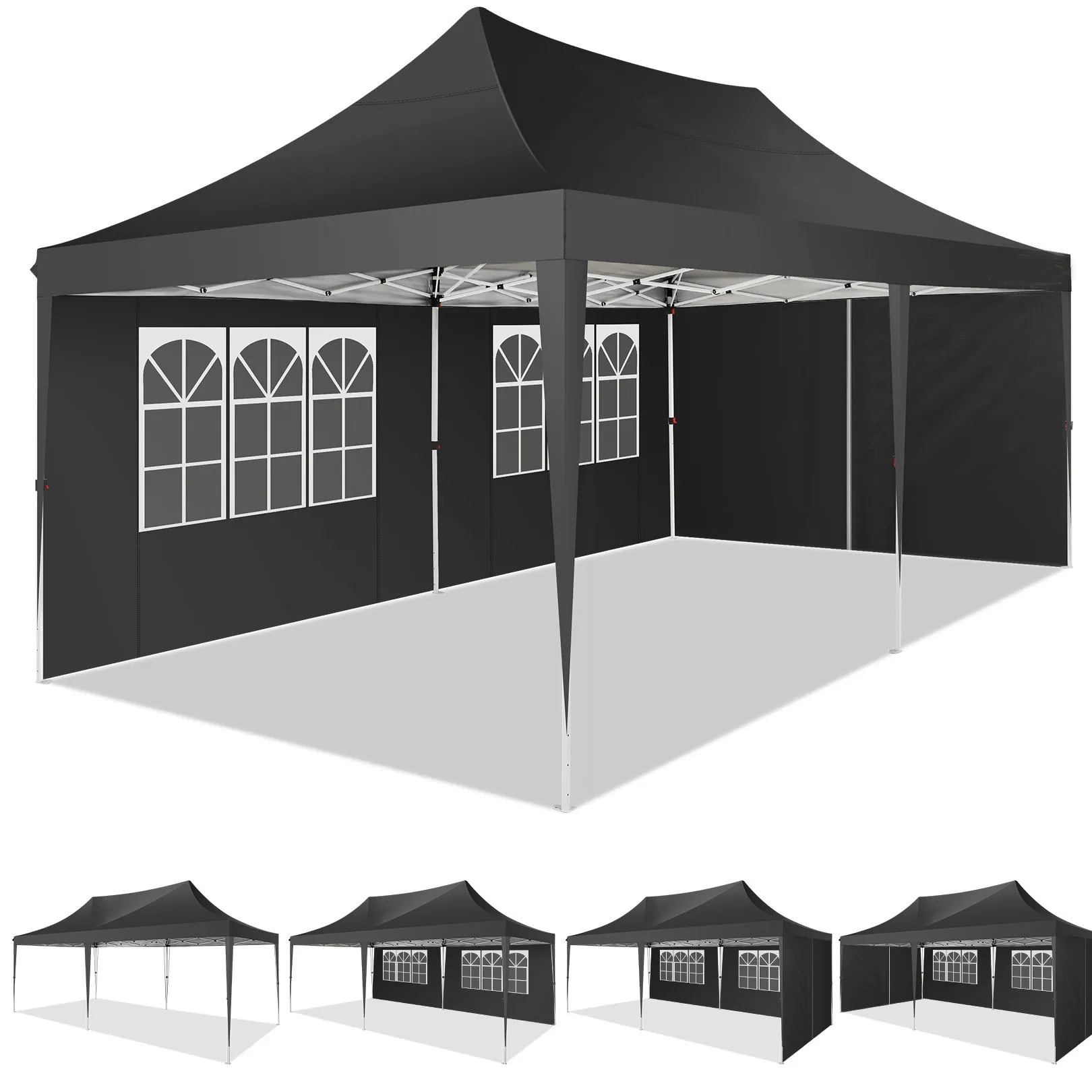 10x20 Pop Up Canopy Tent with 6 Sidewalls, 10x20 Wedding Party Tent Outdoor Canopy UV50+ Waterproof Canopy Tent Outdoor Gazebo