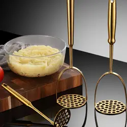 Home Manual Stainless Steel Potato Masher Pressed Pumpkin Rice Smooth Mashed Crusher Fruit Vegetable Press Gold Kitchen Gadgets