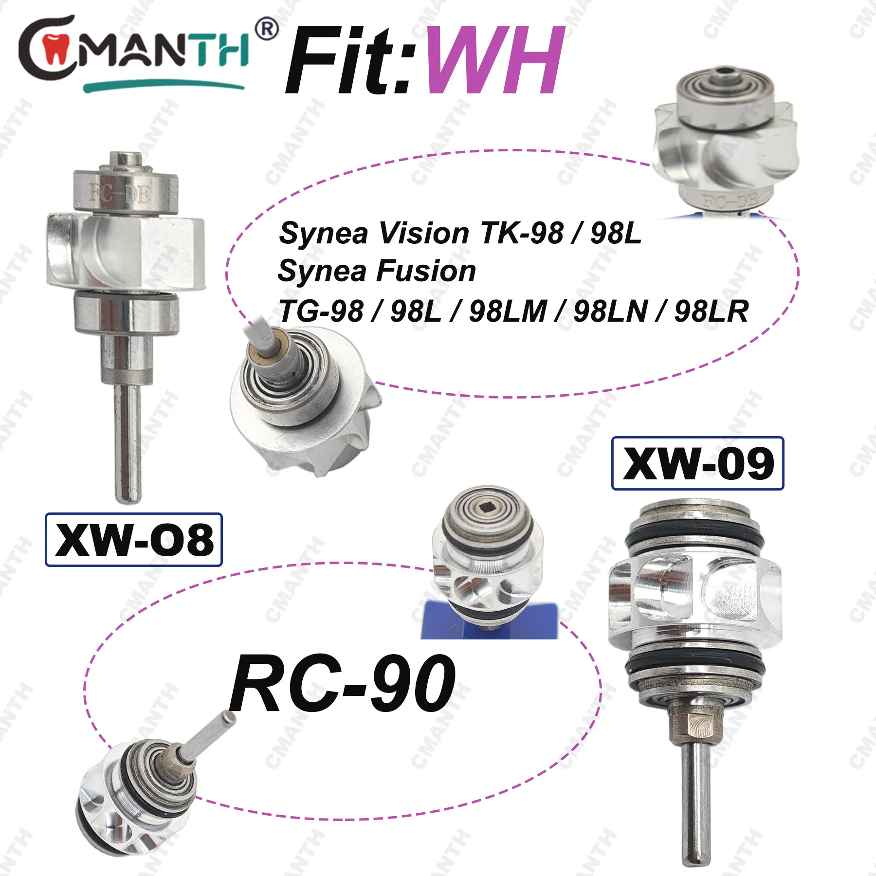 

CMANTH Dental Handpiece Cartridge Air Rotor Fit WH Synea Vision TK-98L RC 90 High Speed Handpiece Accessories