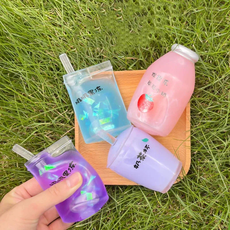 Lato Kawaii Squishy duża filiżanka do mleka i herbaty antyciśnieniowe szczypienie wycisnąć zabawka dla dzieci kubek na owoce sensoryczny Stress Relief piłka wodna prezent
