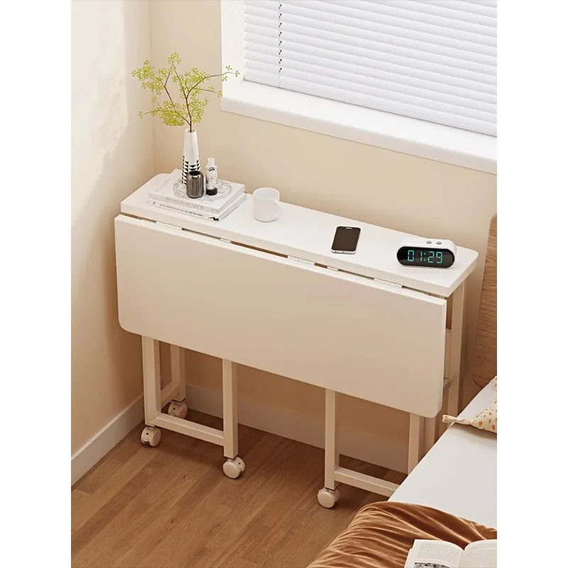 Movable Foldable Desk Simple Computer Workstation Portable Side Table for Bedroom Rental House Home Study Use