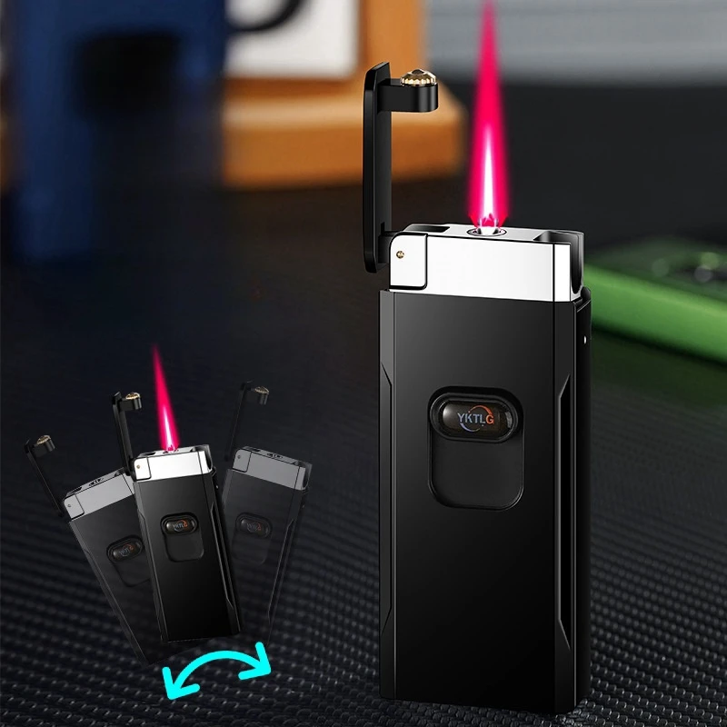 New Unique Gravity Sensing Shake Lighter Windproof Red Flame Inflatable Outdoor Portable Large Firepower Cigarette Lighter