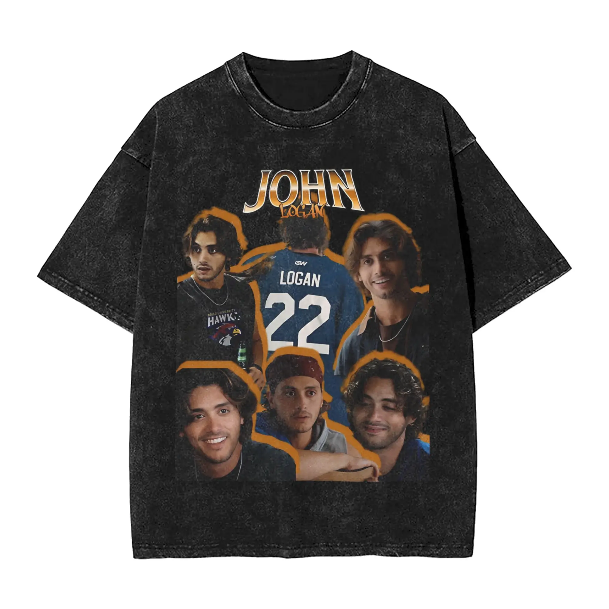 Vintage John Logan Off Campus T-Shirt Men Round Collar Cotton Washed T Shirts  Short Sleeve Tees Gift Idea Clothing
