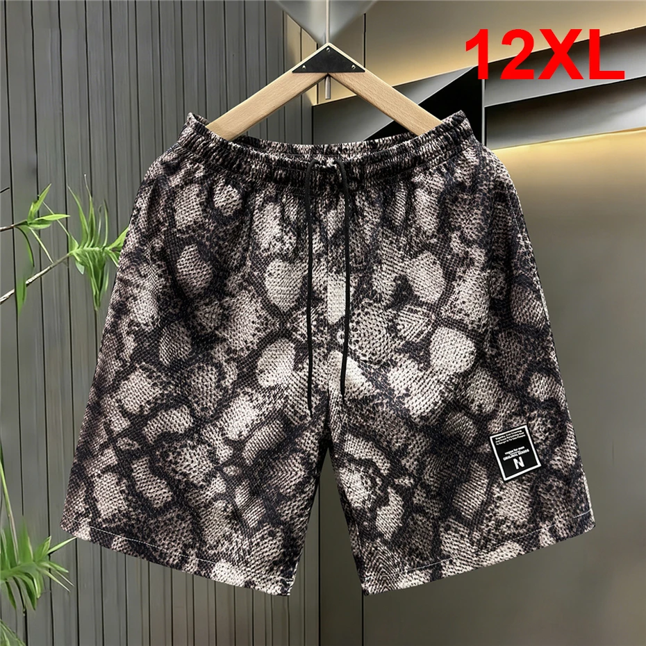

12XL Plus Size Shorts Men Summer Hawaiian Beach Shorts Fashion Casual Snake Print Short Pants Male Big Size 12XL