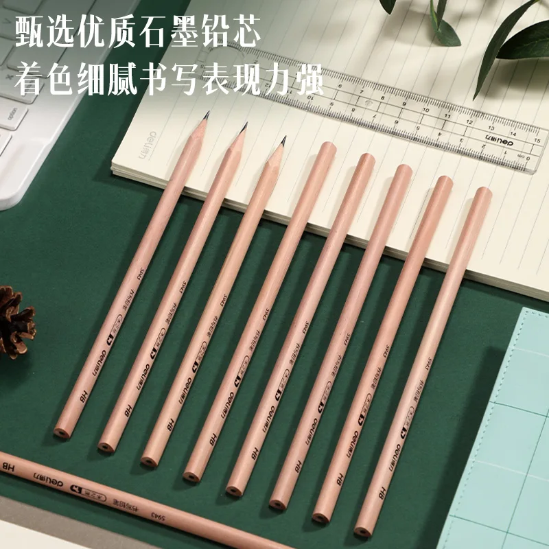 50pcs/Box Deli 2b/Hb Pencil With Rubber Hexagonal Log For Safety Smooth Writing Pencil Office And School Stationery Supplies