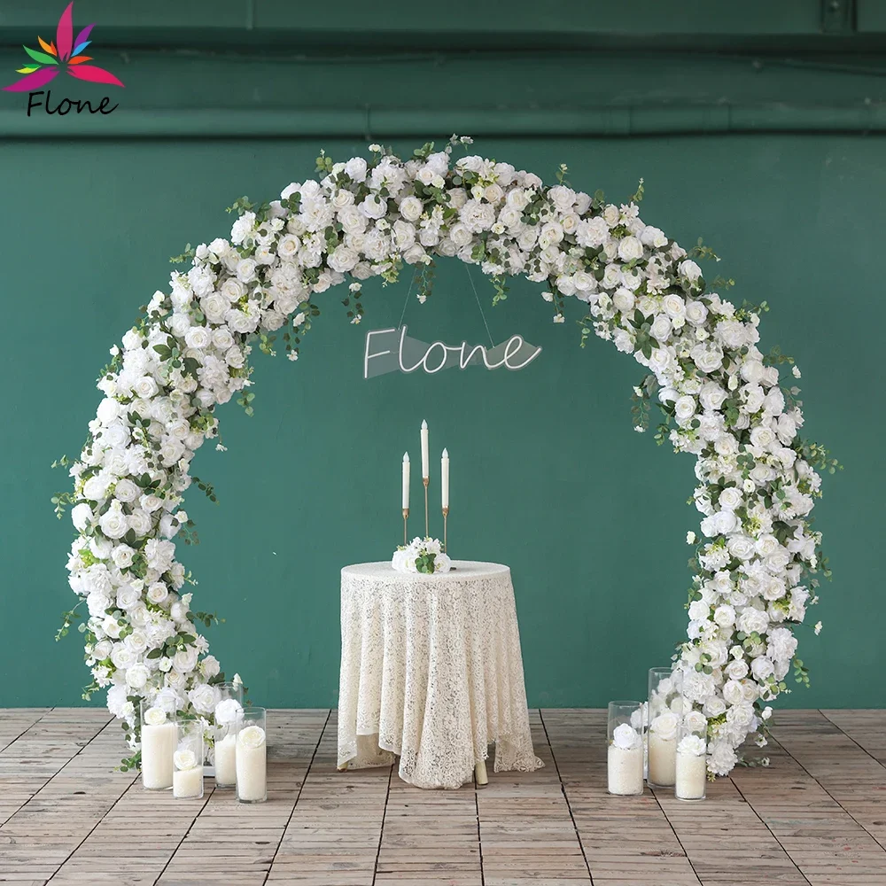 

Beautifully Crafted Arch Artificial Flowers Wedding Decoration High Quality Custom Green White Rose Kunstbloemen Decor HY2366