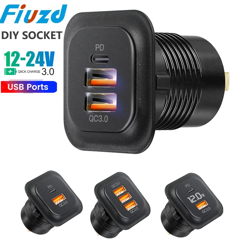 Car Charger USB Outlets tomada usb 12v automotiva car usb charger fast charge QC3.0 for 12V 24V Car Truck Motorcycle RV