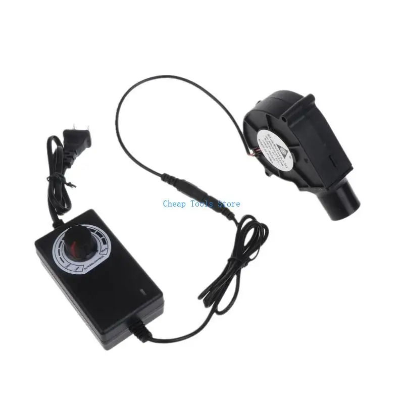 

G88B 12V BBQ Fan Small Portable Blower with Air Collecting Port Power Supply Speed Controller Cooking Blower US Plug