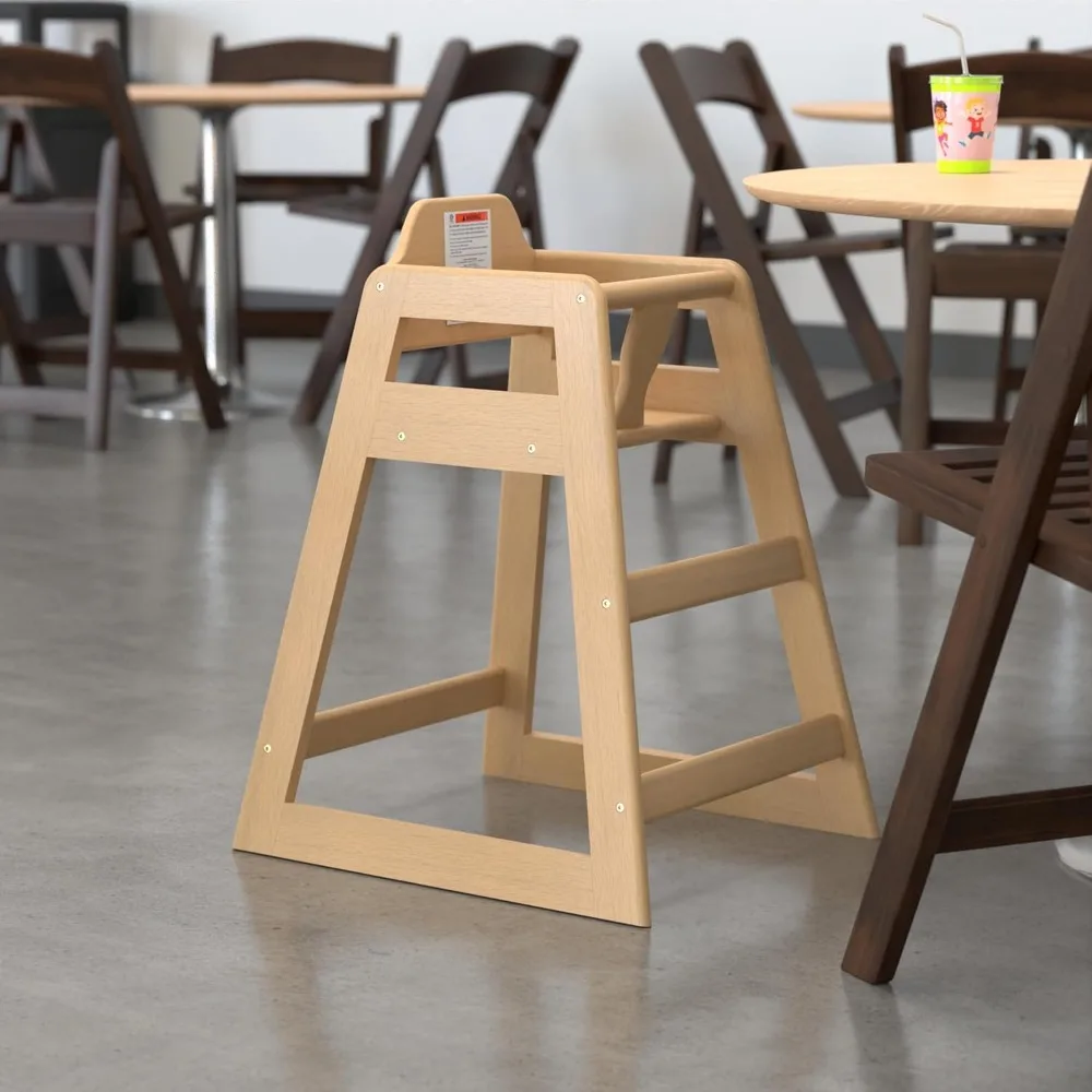 Assembled Restaurant Wood High Chair A with Black Finish