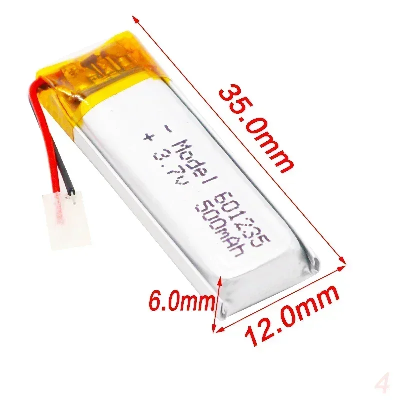 3.7V 500mAh Rechargeable Battery 601235 Lithium Polymer Li-Po Ion Batteries For DIY Mp3 GPS PSP Bluetooth Headphone Headset