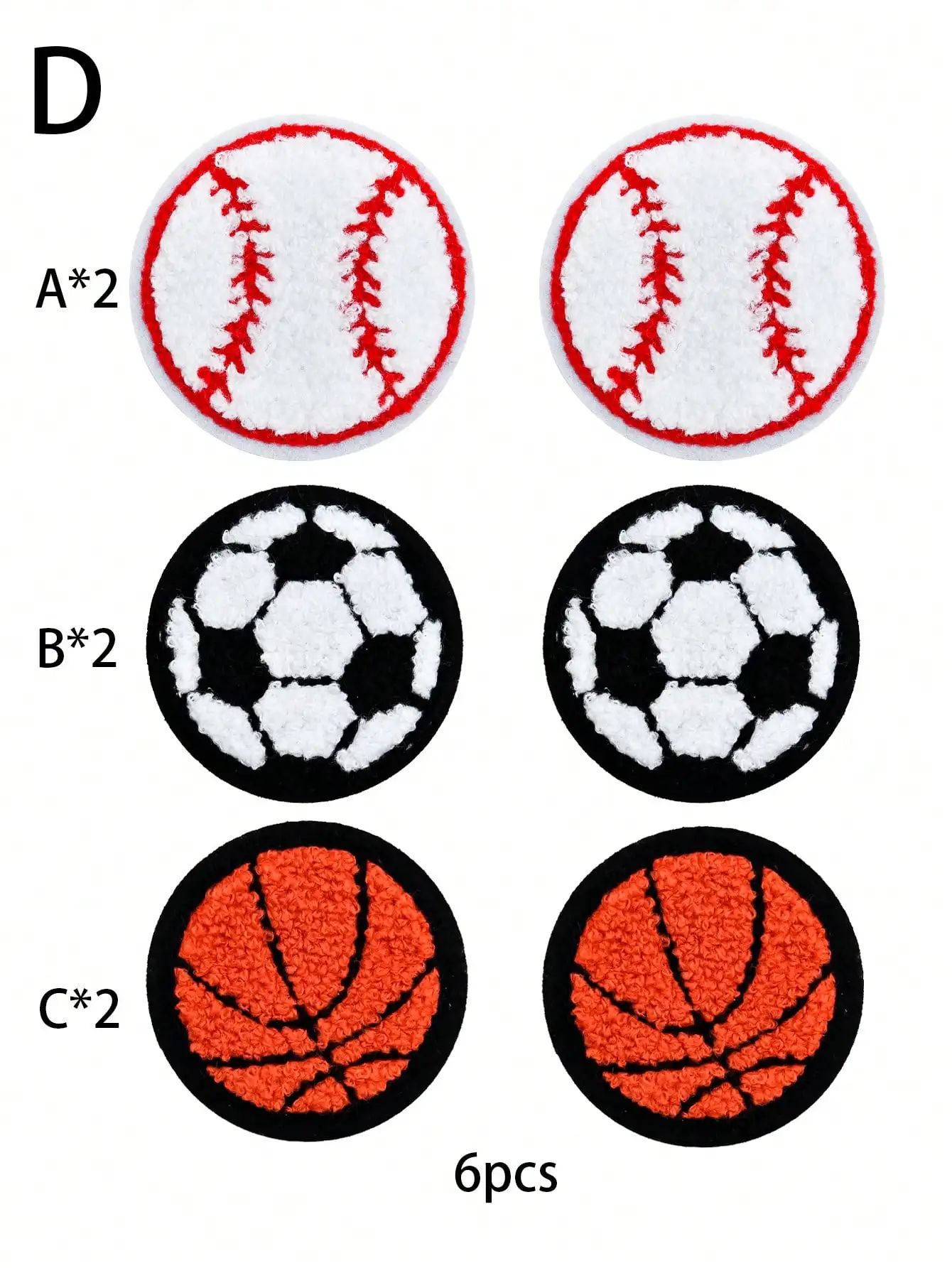 6pcs baseball football basketball towel patch, DIY decorative hats, backpacks, clothing, sewing accessories and accessories