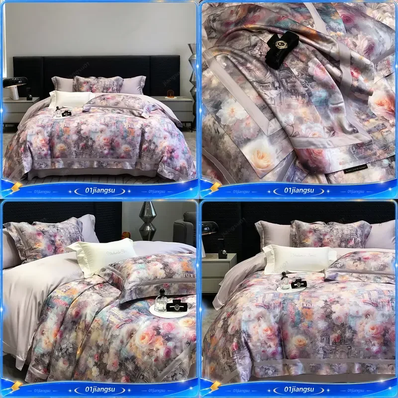 Svetanya Digital Print Bedding Set Egyptian Cotton Bed Linens Sheet Pillowcase Duvet Cover Set Home Textile Bedroom Decor