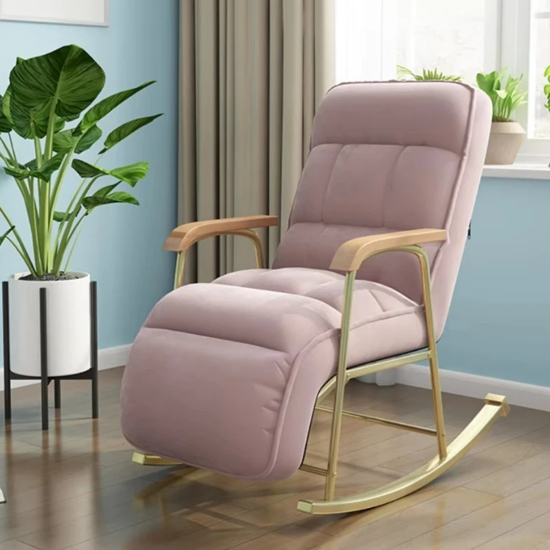 Modern Fashion Living Room Rock Chair Brown Single Sofa Chair Fabric Velvet Padded Single Chair