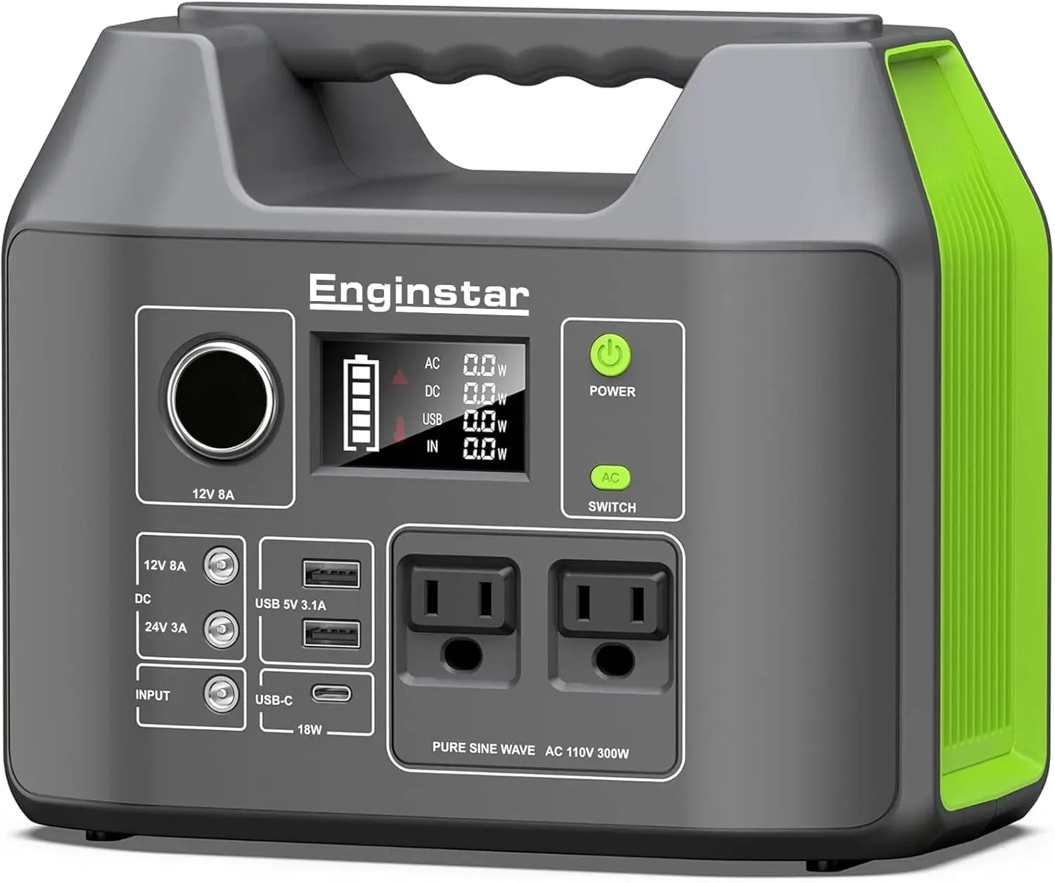 

Солнечный генератор, портативная электростанция 300 Вт, литиевая батарея 296 Вт·ч с двумя розетками переменного тока 110 В с чистой синусоидальной волной для кемпинга и путешествий