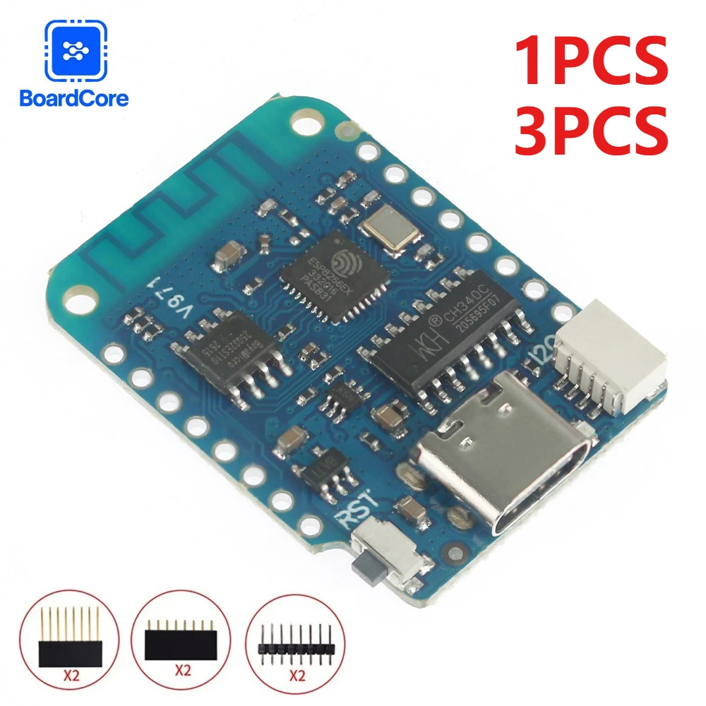 1/3PCS WEMOS D1 Mini V4.0.0 TYPE-C USB WIFI Internet of Things Board Based ESP8266 4MB LOLIN 12C MicroPython Nodemcu for Arduino