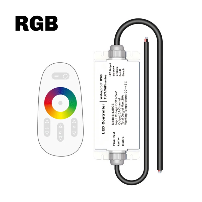 DIGIT-Tuya WIFI DC12V 24V LED قطاع تحكم مقاوم للماء IP68 مقاوم للمطر مع جهاز التحكم عن بعد الصوتي Tuya #2