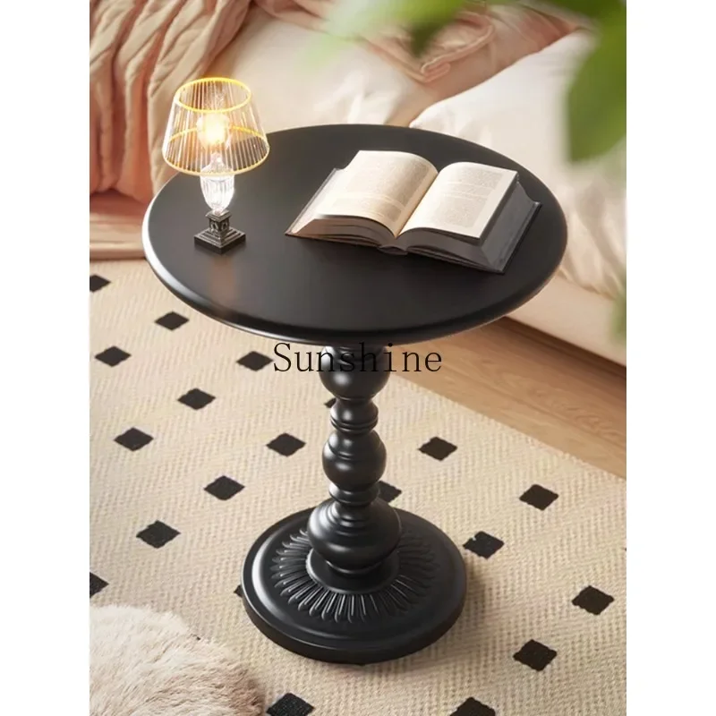 

American retro living room side few creative bedside table rack black small round table