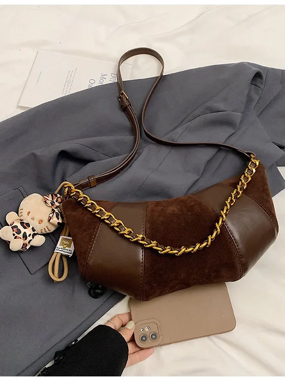 Vintage Fashion Bag Women's 2024 Autumn and Winter New Stylish All-match Cattle Bag High-end Niche Elegant Crossbody Bag