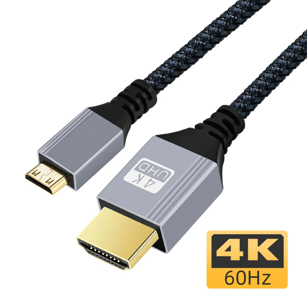 AIXXCO 1M 2M 5M 10M Mini kabel kompatybilny z wtyk męski do HDMI wspornik adaptera męski 1080P Full HD 4K 3D dla DSLR, kamera