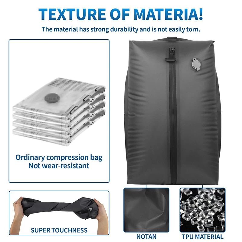 16L/33L UltraLight Packing Cubes Waterproof Vacuum Compression Travel Bag With Pump Space Saving Travel Storage Bags for Clothes