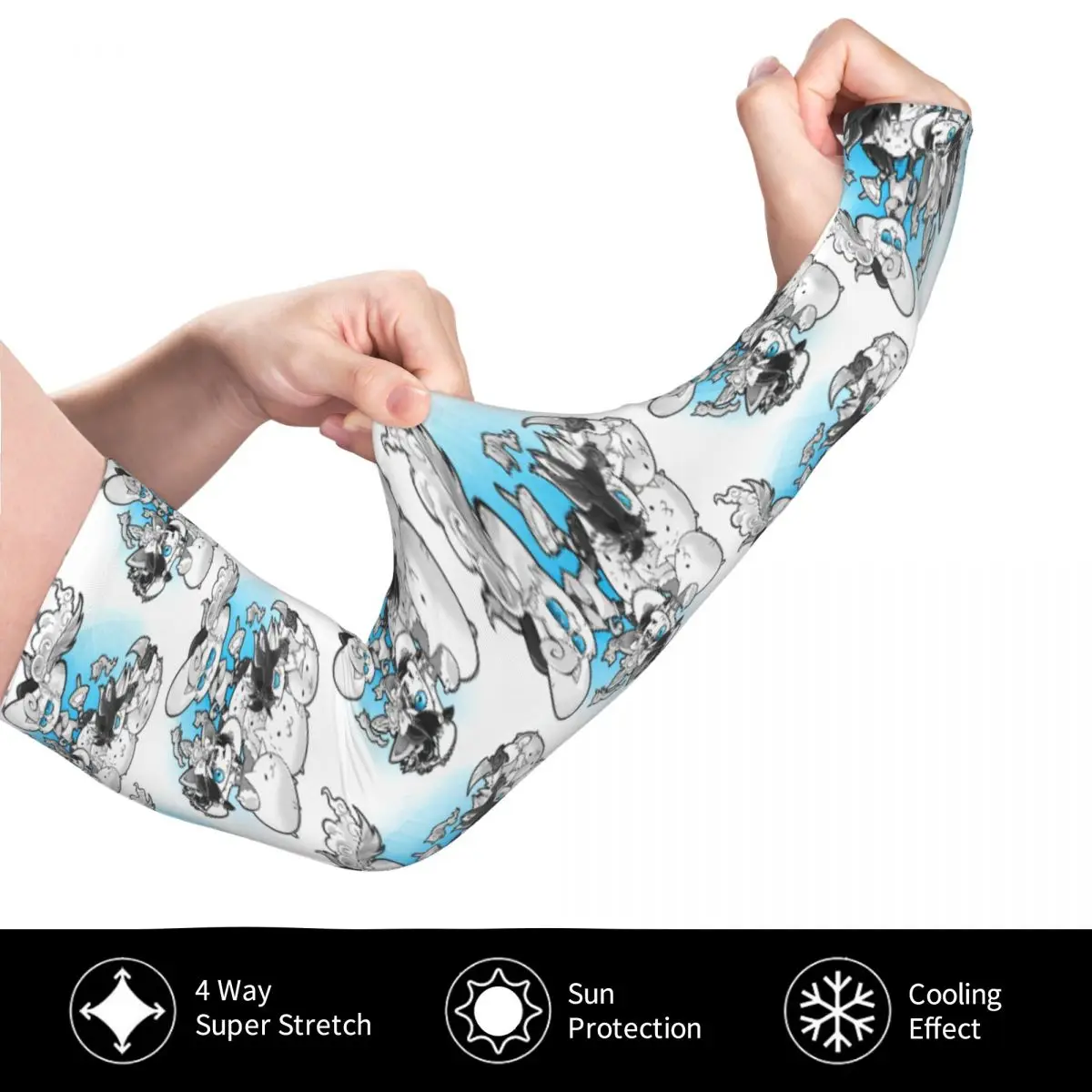 Manicotti per braccia da esterno per gatti da battaglia Copertura di protezione solare UV Manicotti per tatuaggi da ciclismo estivi in seta ghiacciata