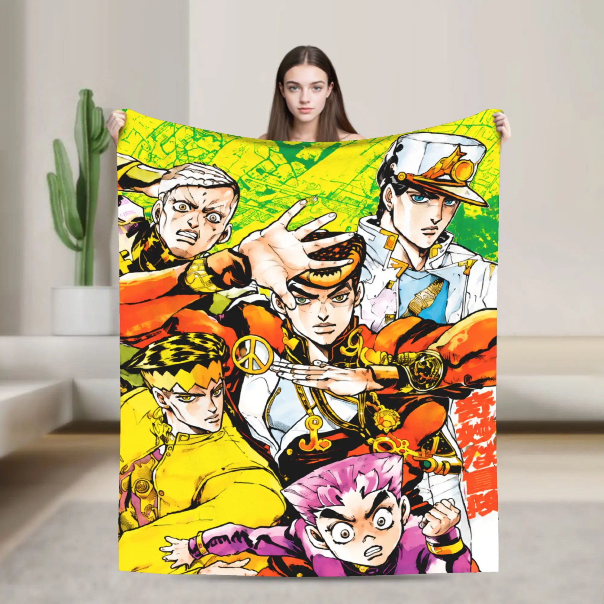 JoJos Bizarres Adventures Blankets Anime Manga Plush Awesome Soft Throw Blanket for Bed Sofa Textile Decor
